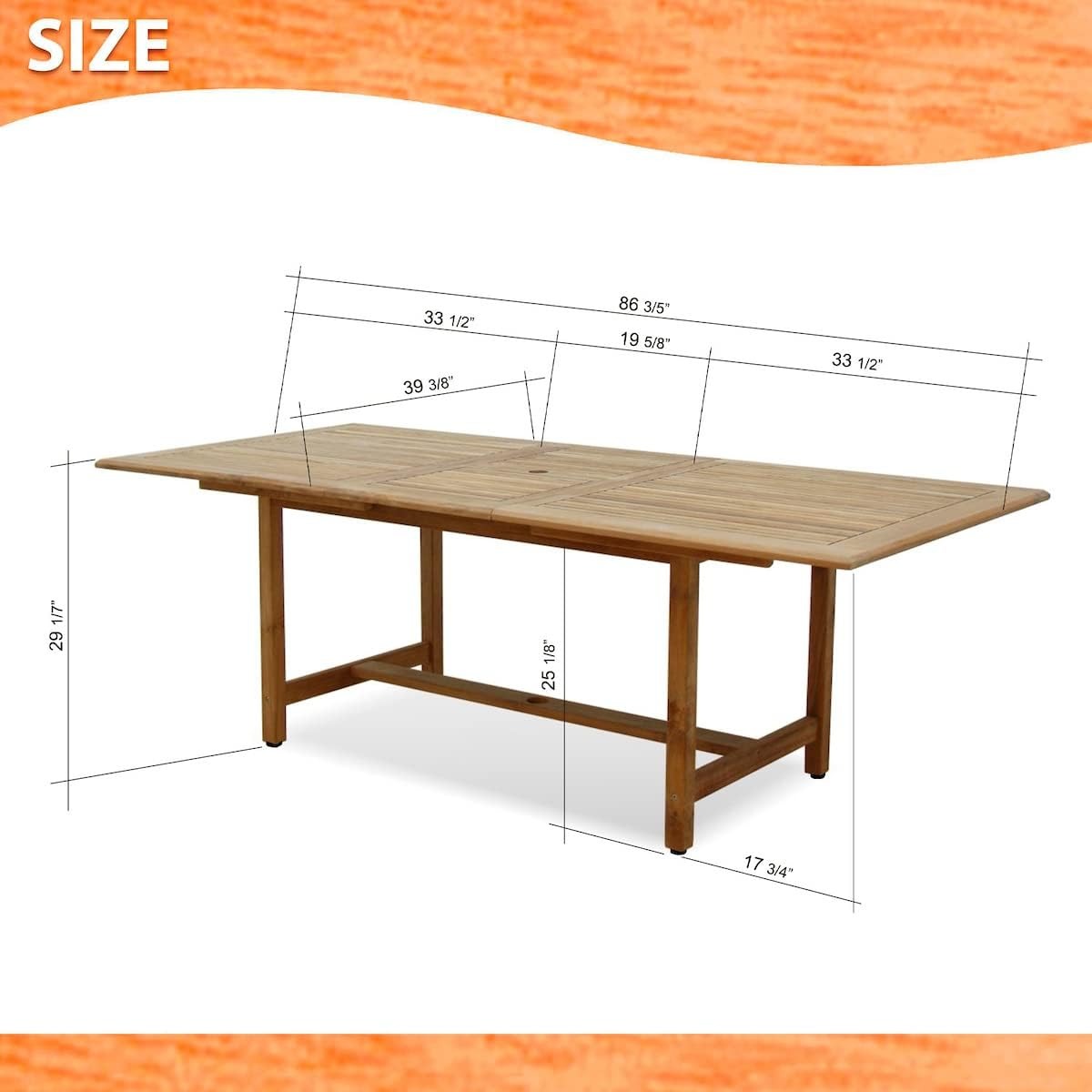 9-P Rectangular Dining Table Set | 100% Teak Wood