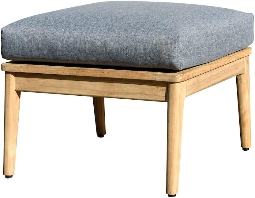 Denton Patio Ottoman | Durable Outdoor and Indoor Furniture Made of Teak | Olefin Cushions