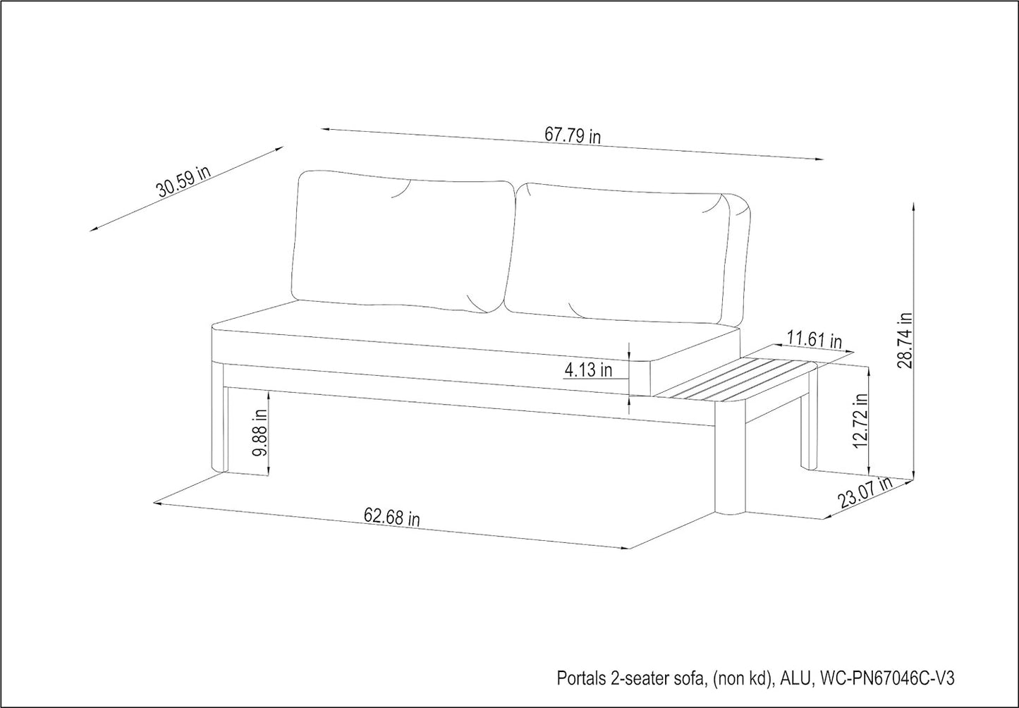 Brent 4-Piece Seating Set | Ideal for Patio and Outdoors | Certified Teak Sofa and Coffee Table Sectional