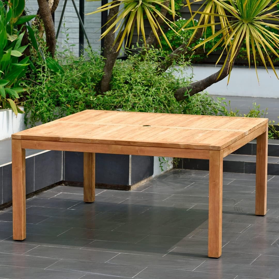 Teak Victoria 9-Piece Square Dining Set, Light Brown
