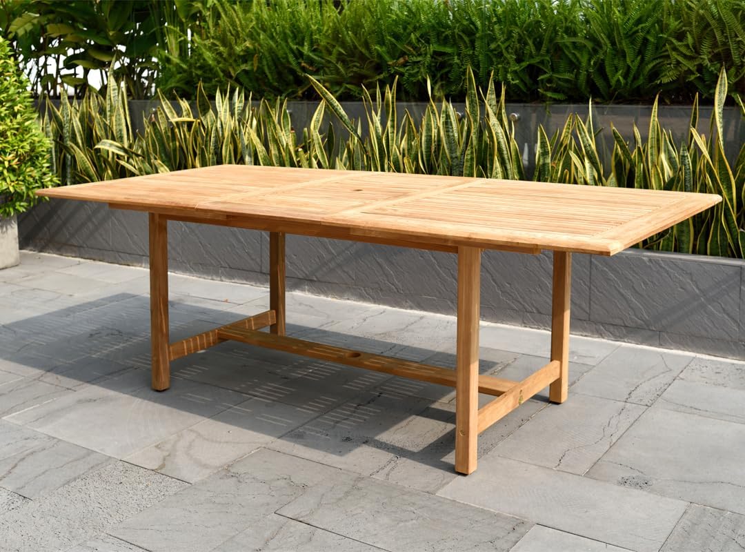 Urban Elements Mykonos 9-Piece Rectangular Patio Furniture Set | 100% Certified Teak | Backyard Furniture, Outside Table and Chairs, Rectangular Outdoor Dining Set