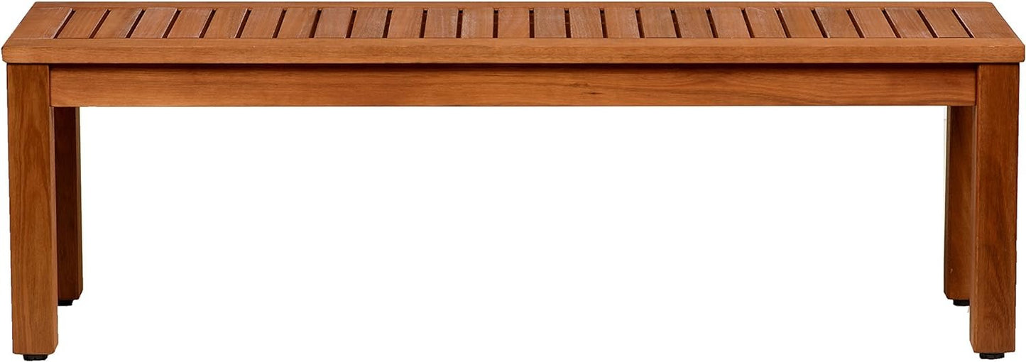Aster Backless Patio Bench | Eucalyptus Wood | Ideal for Outdoors and Indoors, 53"