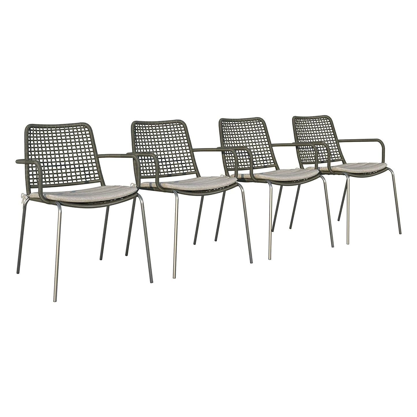 Solis Patio Chairs | Steel, Rope Seat | Outdoor Dining, Indoors (Black, 2-Piece)