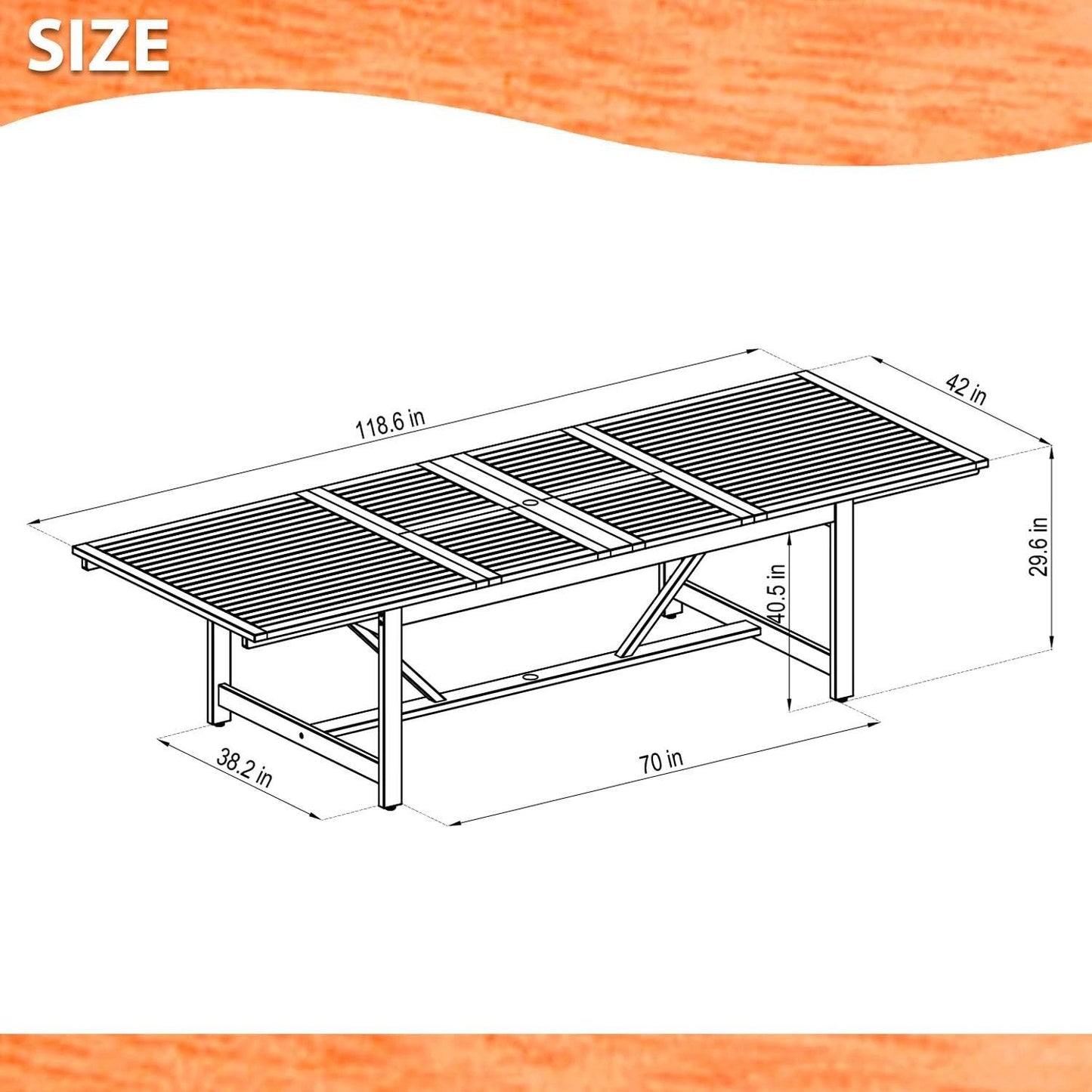 Teak Finish Extendable Rectangular Dining Set | 100% FSC Wood