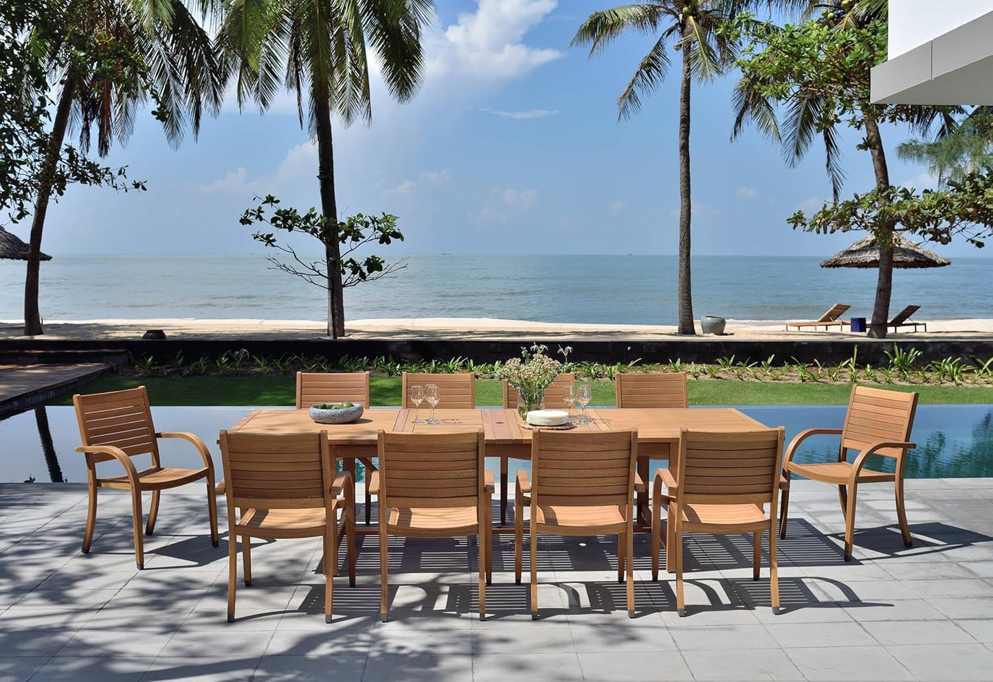 Amazonia Berlin Patio Extendable Table | Teak Finish | Durable and Ideal for Indoors and Outdoors