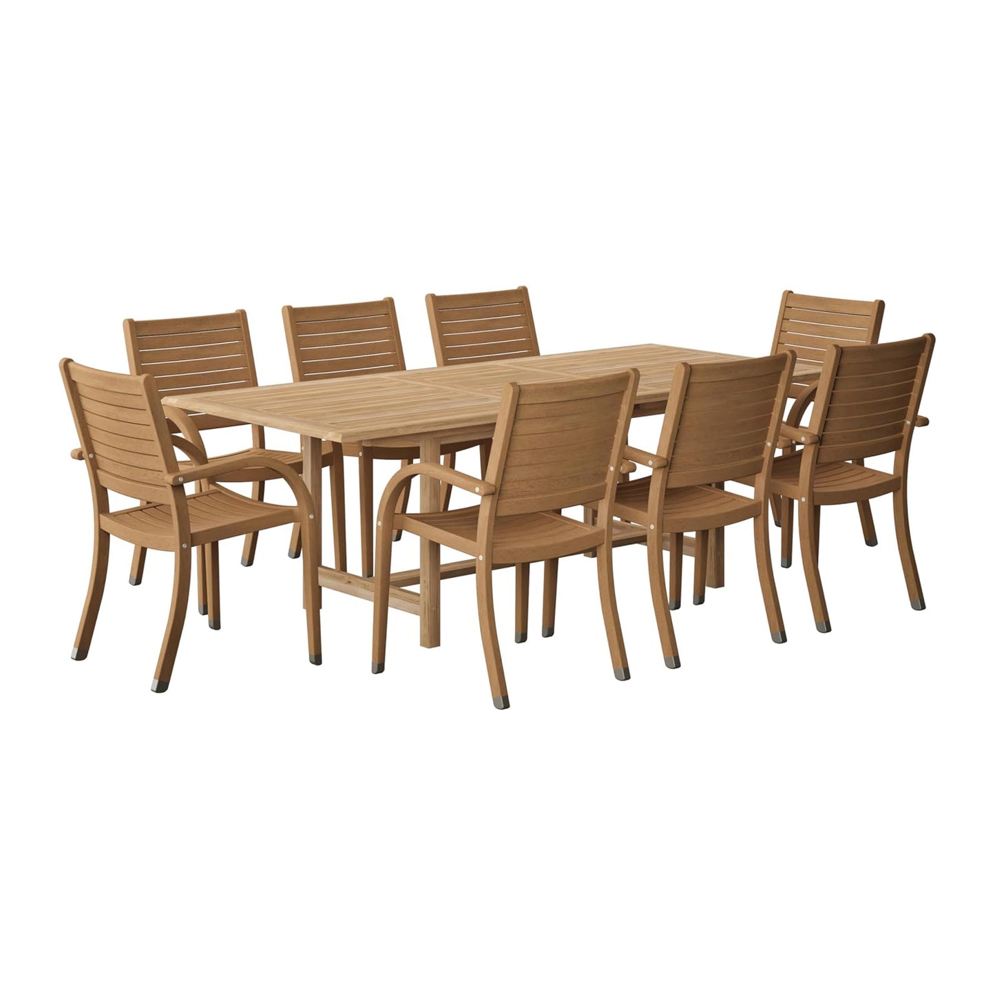 Urban Elements Mykonos 9-Piece Rectangular Patio Furniture Set | 100% Certified Teak | Backyard Furniture, Outside Table and Chairs, Rectangular Outdoor Dining Set