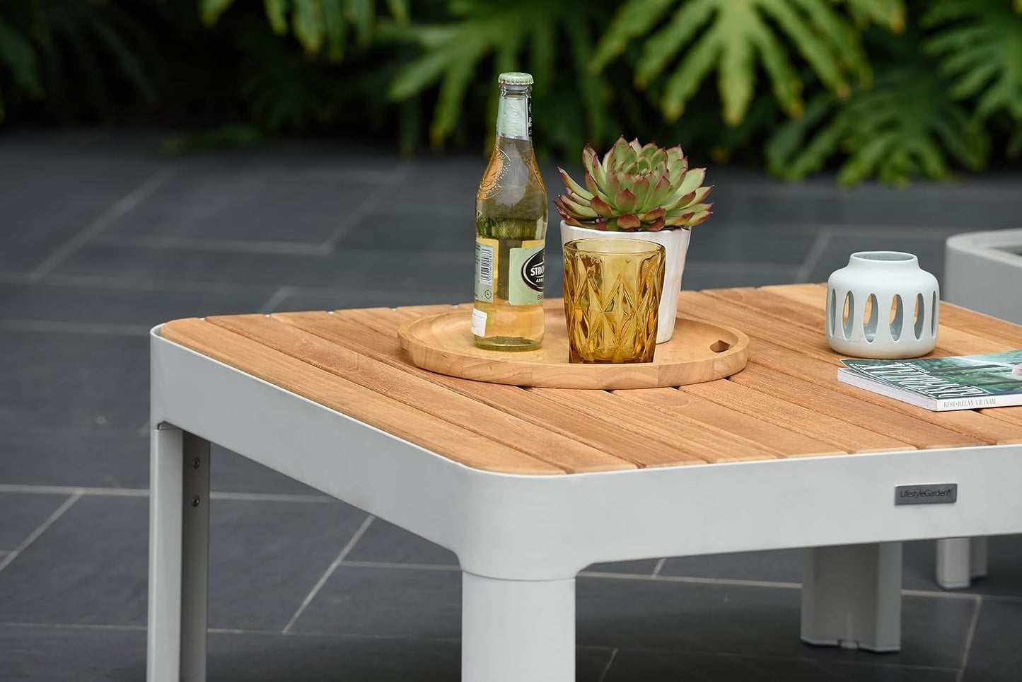 Teak Wood | Ideal for Patio and Indoors Gubbio 1-Piece Outdoor Square Side Table