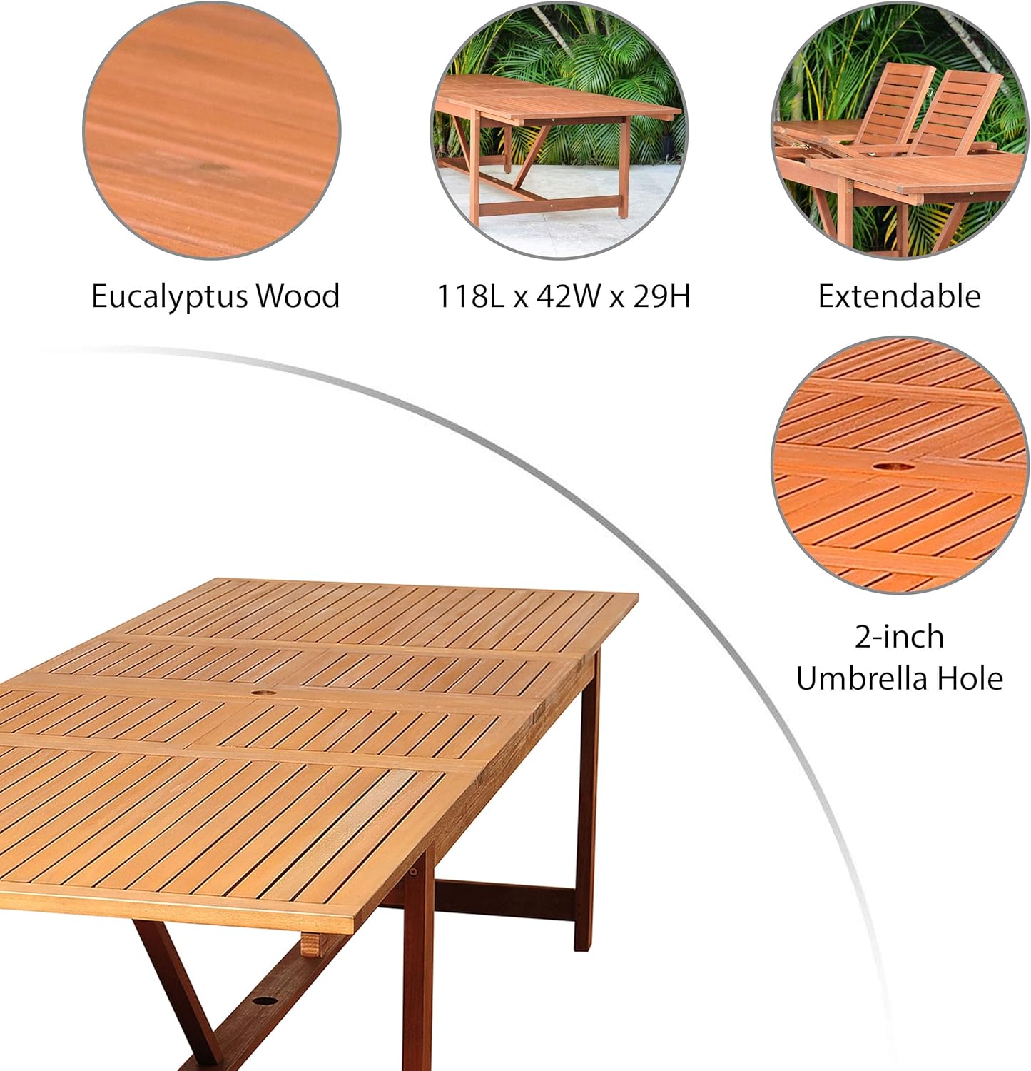 Brampton Amazonia Deluxe 11-Piece Outdoor Dining Table Set | Eucalyptus Wood | Ideal for Patio and Indoors