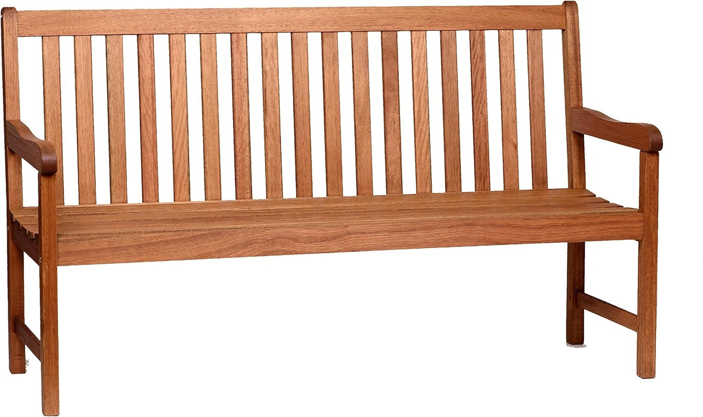 Milano 5-Feet Patio Bench | Eucalyptus Wood | Ideal for Outdoors and Indoors
