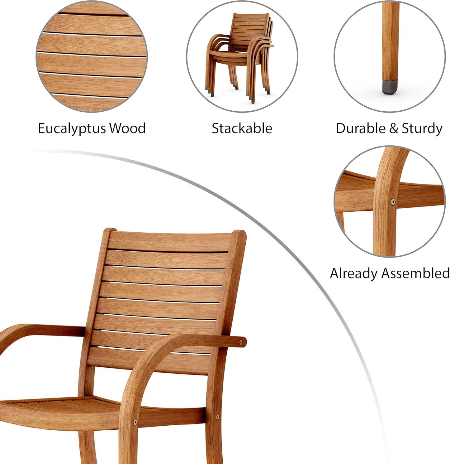 Brampton Amazonia Deluxe 11-Piece Outdoor Dining Table Set | Eucalyptus Wood | Ideal for Patio and Indoors