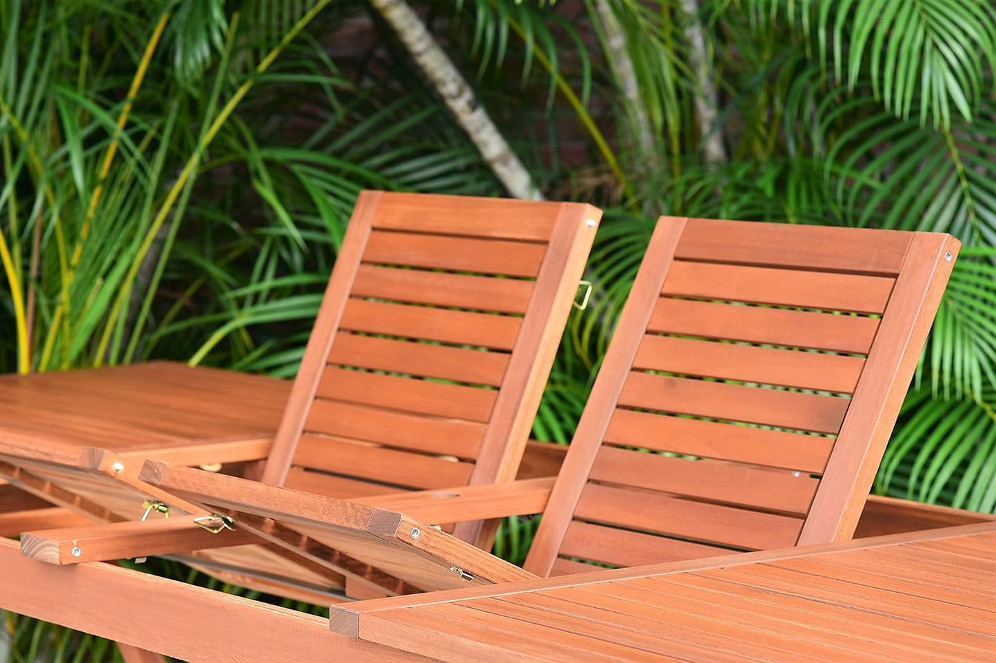 Amazonia Arizona 9-Piece Patio Rectangular Extendable Dining Table Set | Eucalyptus Wood | Ideal for Outdoors and Indoors