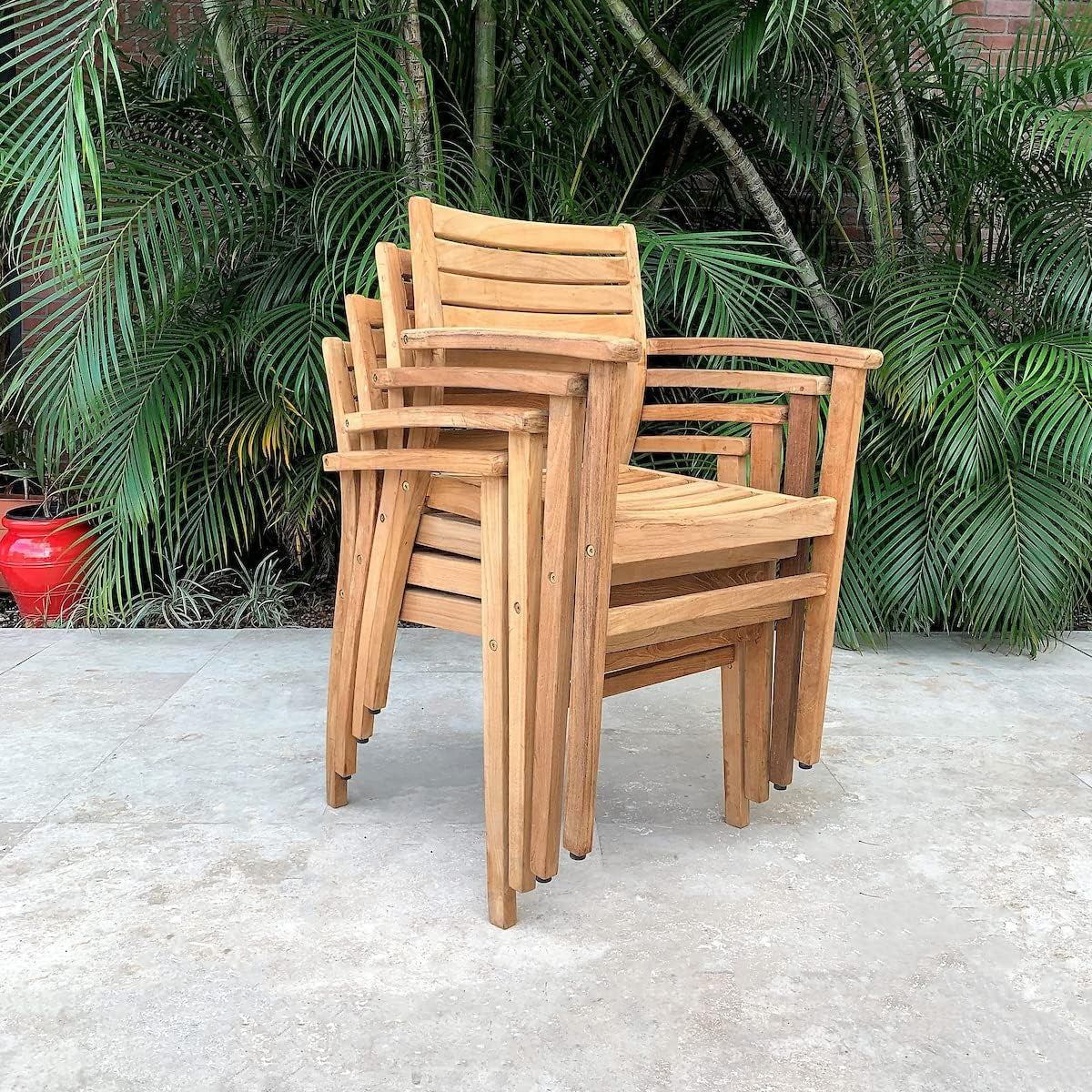 Teak Victoria 9-Piece Square Dining Set, Light Brown