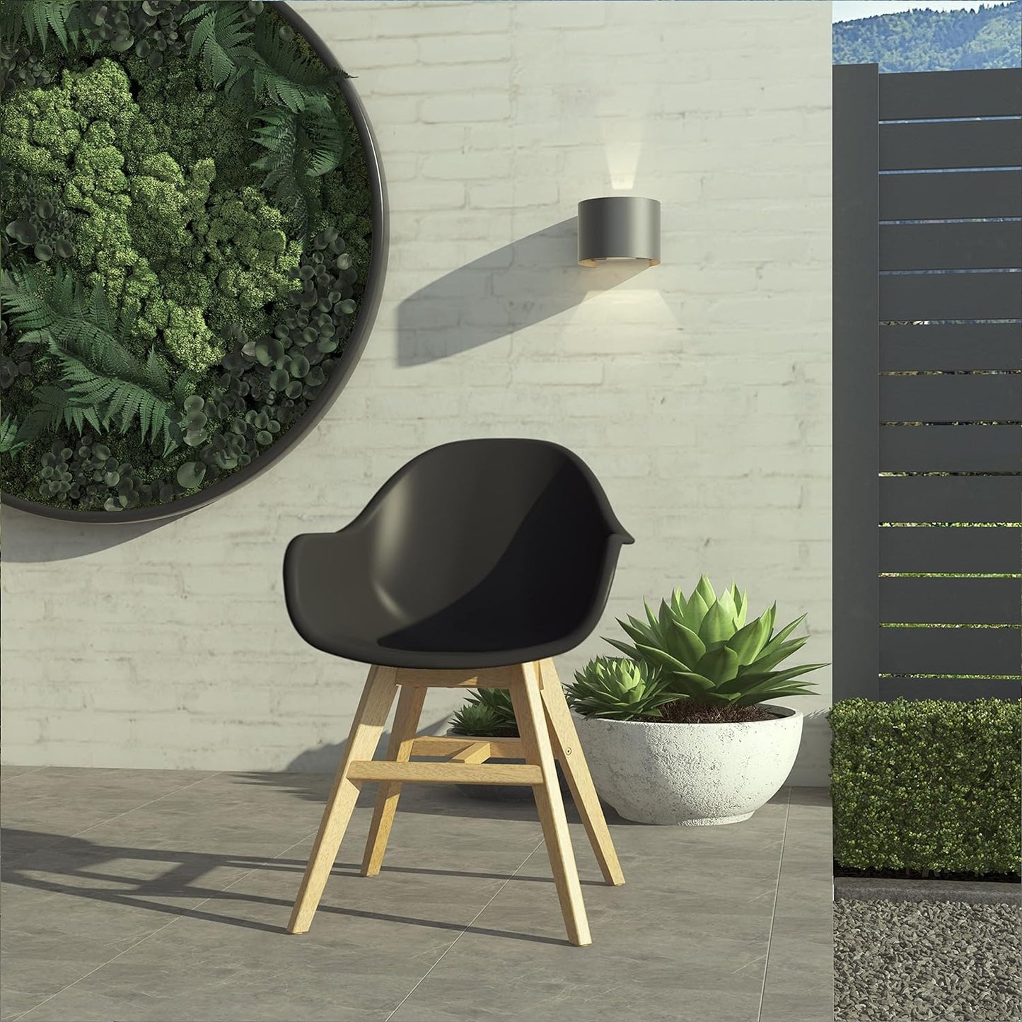 Terra Patio Chairs | Teak Finish, White Resin Seat | Outdoor Dining, Indoors (Black, 2-Piece)