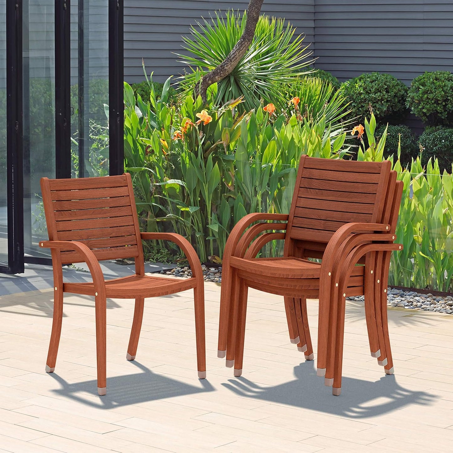 Brampton Amazonia Deluxe 11-Piece Outdoor Dining Table Set | Eucalyptus Wood | Ideal for Patio and Indoors