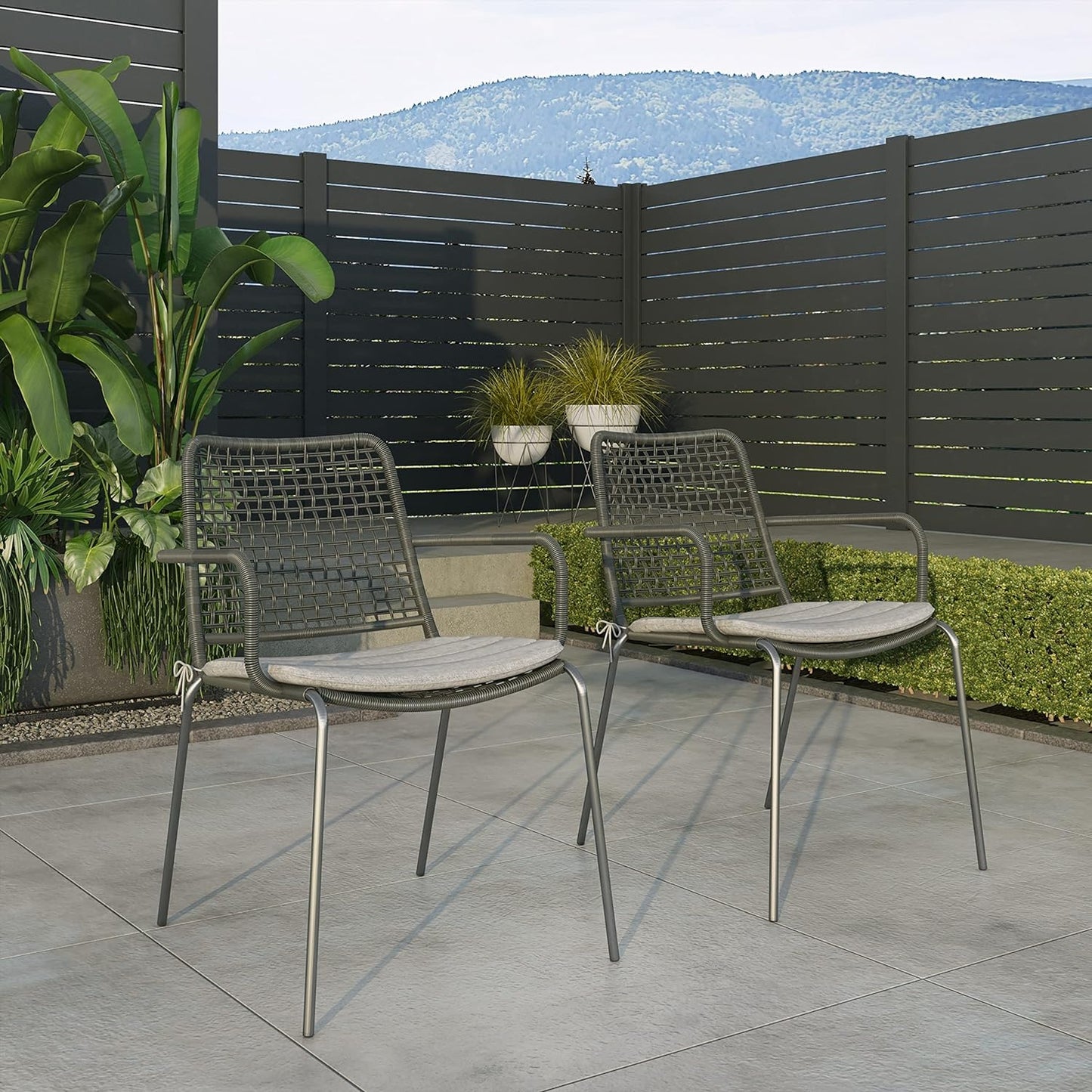 Rituals Patio Set | Teak Finish, Rectangular Outdoor Dining, 7-Piece Grey