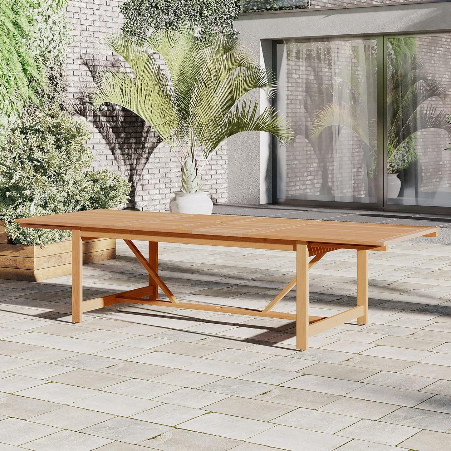 Brampton Amazonia Deluxe 11-Piece Outdoor Dining Table Set | Eucalyptus Wood | Ideal for Patio and Indoors