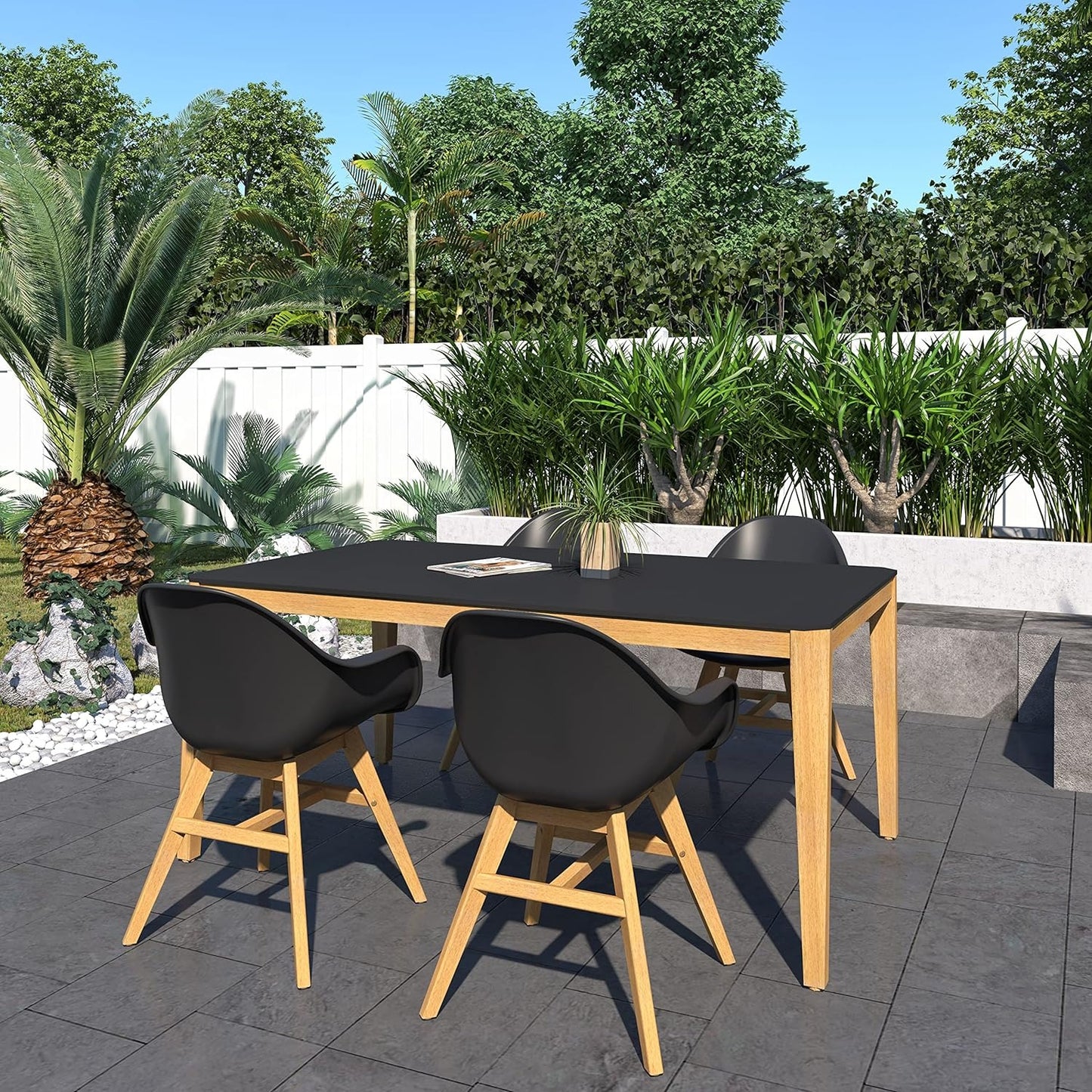 Dining Table | Teak Finish 100% FSC Eucalyptus Wood | Rectangular Patio Table, Garden Table Ideal for Outdoors and Indoors XL