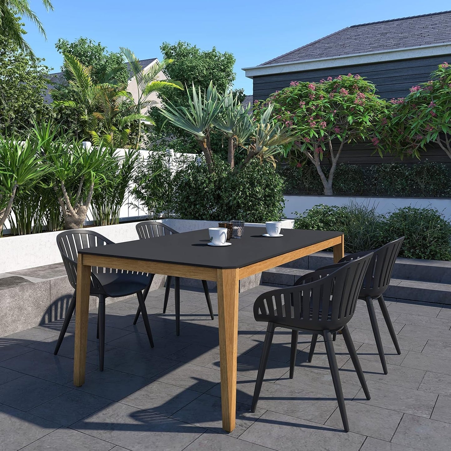 Teak Finish 100% FSC Eucalyptus Wood | Rectangular Patio Table, Garden Table Ideal for Outdoors and Indoors