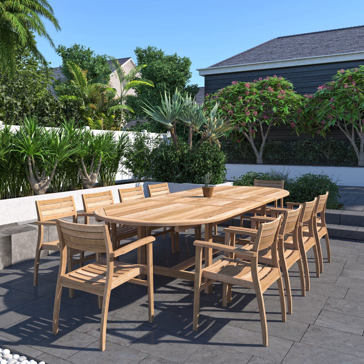 11-P Oval Dining Set | 100% FSC Teak Wood