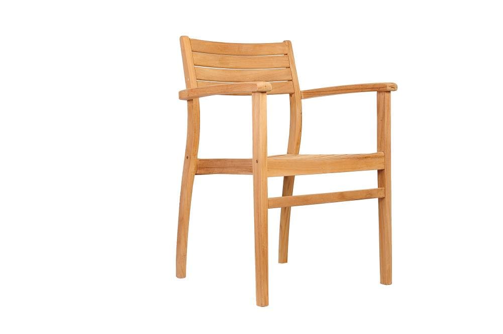 Amazonia 5-Piece Brown Patio Dining Set Wood Round Table with 4 Stationary Chairs