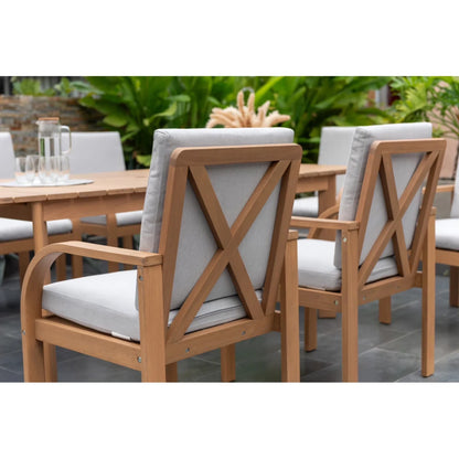 Berry 9Pc Outdoor Patio FSC Wood Dining Set With Cushions Hermes 9Pc Outdoor Patio FSC Wood Dining Set With Cushions Hermes 9Pc Outdoor Patio FSC Wood Dining Se