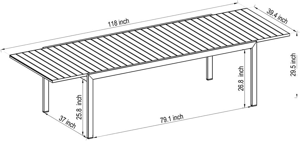 11-Piece| Maintenance-Free Aluminum | Ideal for Backyard, Outside Table and Chairs, Rectangular Outdoor Dining Set for 10