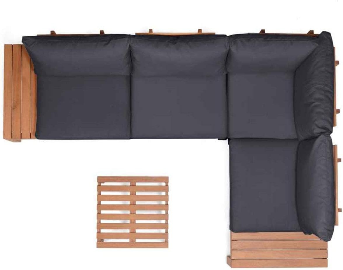 Teak Finish and Weather Resistant Black Cushions| Durable and Ideal for Outdoors