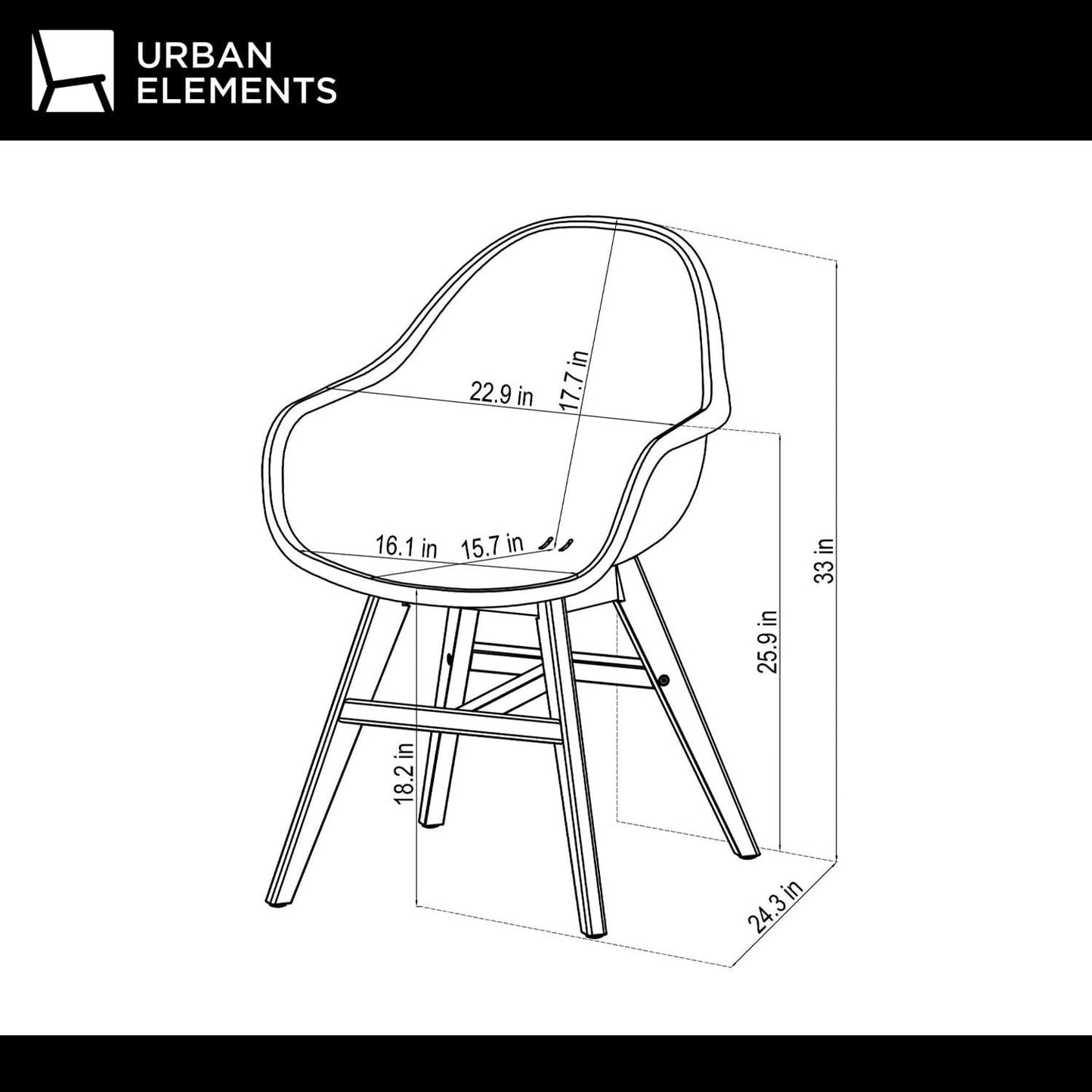 Terra Patio Chairs | Teak Finish, White Resin Seat | Outdoor Dining, Indoors (Black, 2-Piece)
