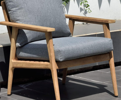 Grenoble Outdoor Armchair | Made of Durable Teak Wood with Cushions | Perfect for Patio and Backyards
