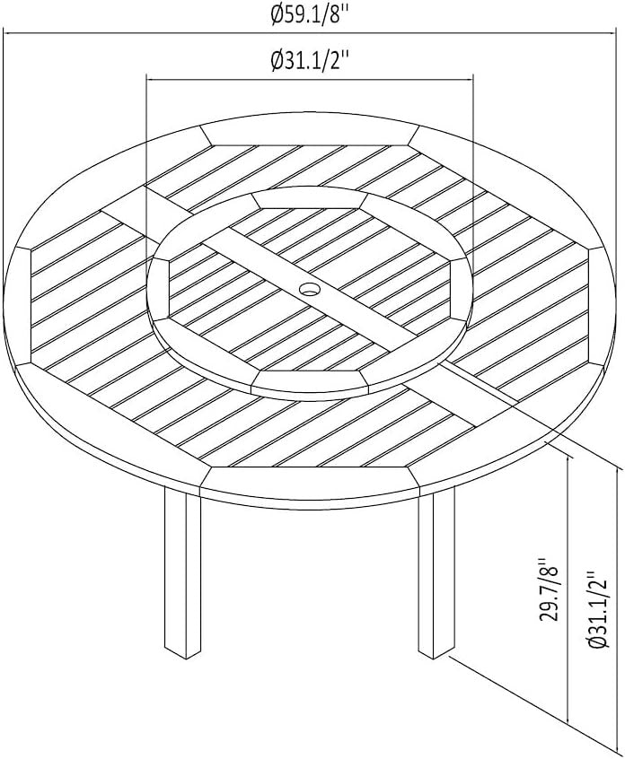 Powell 7-Piece Wood Patio Set | Round Teak Finish Table, Ideal Outdoors, Brown