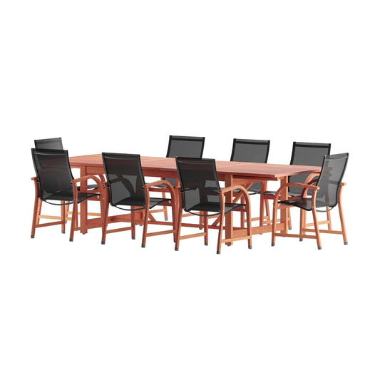Brampton Eucalyptus 9-pc Patio Dining Set, Black