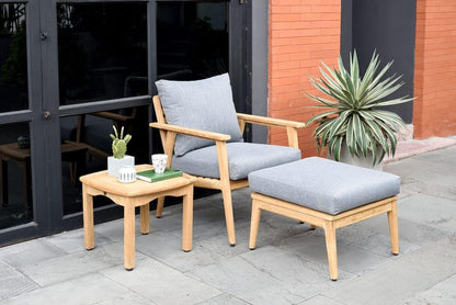 Denton Patio Ottoman | Durable Outdoor and Indoor Furniture Made of Teak | Olefin Cushions