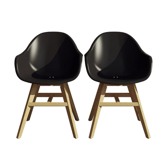 Terra Patio Chairs | Teak Finish, White Resin Seat | Outdoor Dining, Indoors (Black, 2-Piece)