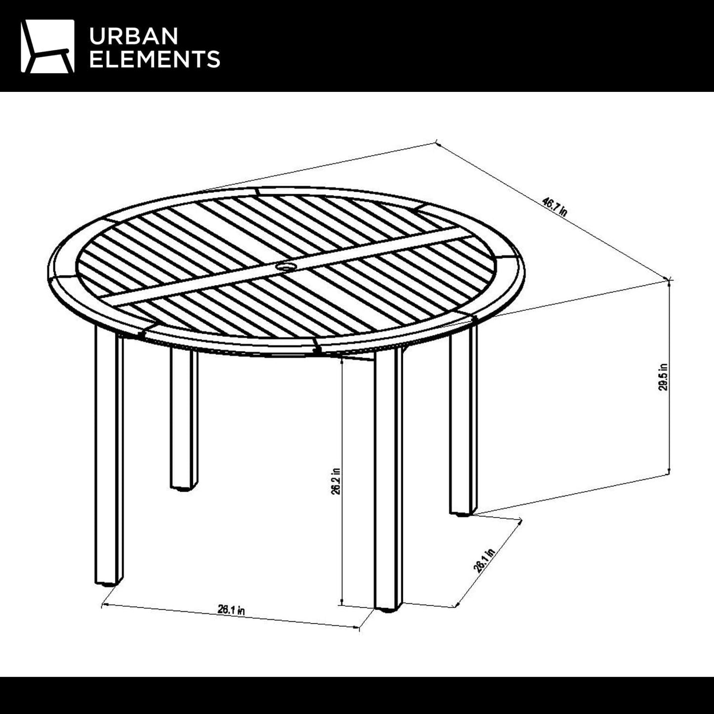 5-P Round Dining Set | Teak Finish 100% FSC Solid Wood
