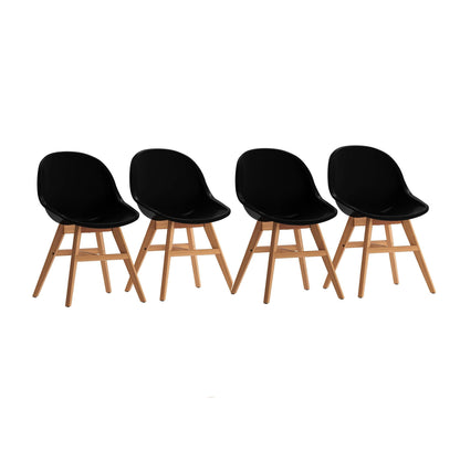 Terra Patio Chairs | Teak Finish, White Resin Seat | Outdoor Dining, Indoors (Black, 4-Piece)