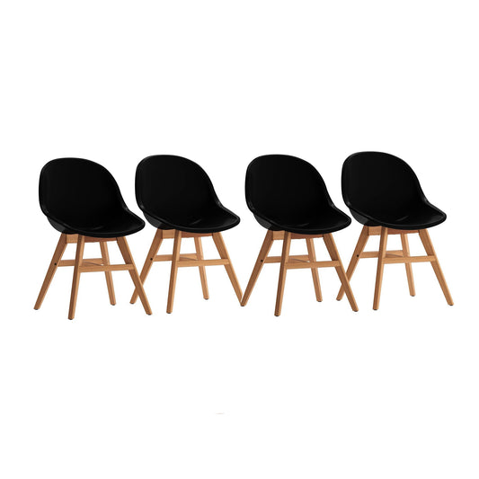 Terra Patio Chairs | Teak Finish, White Resin Seat | Outdoor Dining, Indoors (Black, 4-Piece)