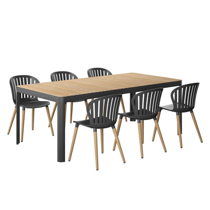 Ideal for Patio and Outdoors Le Blanc 7-Piece Rectangular Dining Set | Eucalyptus Wood