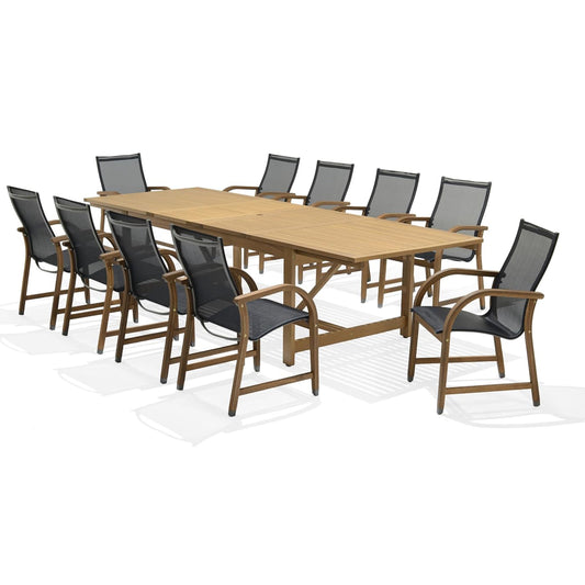 Teak Finish Extendable Rectangular Dining Set | 100% FSC Wood