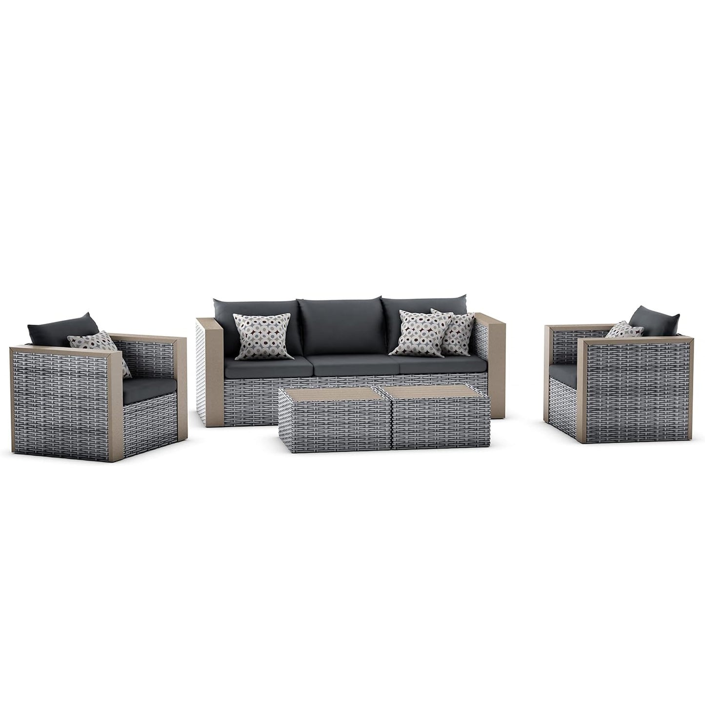 Segos 5-Piece Conversation Set | Wicker | Backyard Seating Furniture, Patio Conversation Sets, Outdoor Seating Set