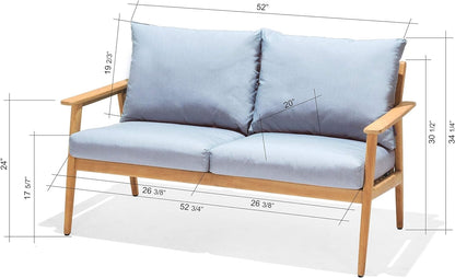 Kanoa 4-Piece Outdoor Deep Seating Set| Grade A Teak Wood | Olefin Cushions