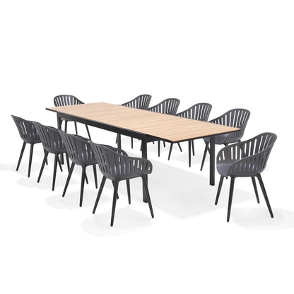 Atos 11-Piece | Maintenance-Free Aluminum | |Ideal for Backyard, Outside Table and Chairs, Rectangular Outdoor Dining Set for 10