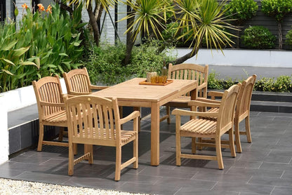 Pennsylvania 7-Piece Outdoor Dining Set | Certified Teak, Patio Indoors, Light Brown Brown