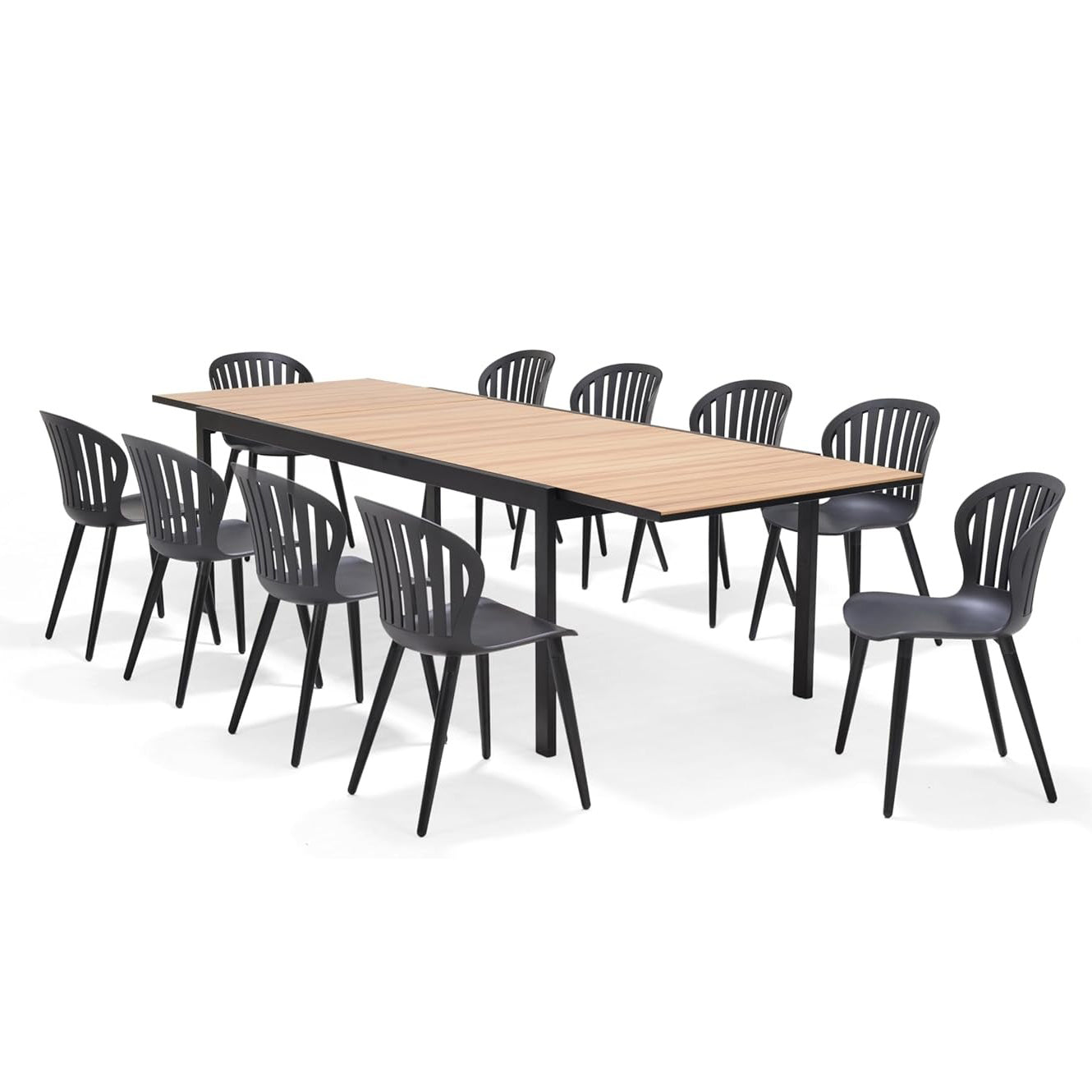 11-Piece| Maintenance-Free Aluminum | Ideal for Backyard, Outside Table and Chairs, Rectangular Outdoor Dining Set for 10