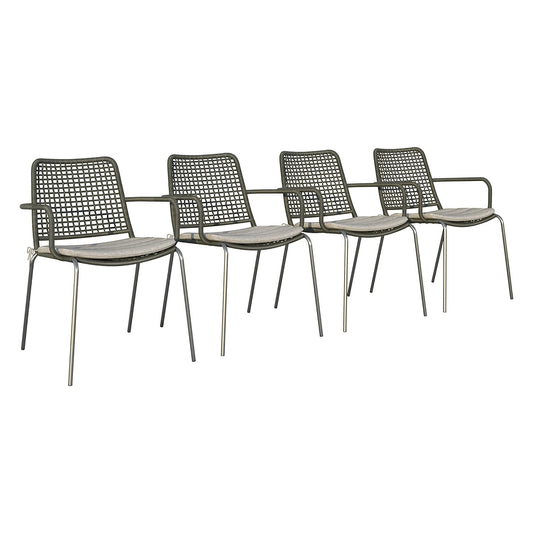 Solis Patio Chairs | Steel, Rope Seat | Outdoor Dining, Indoors (Black, 2-Piece)