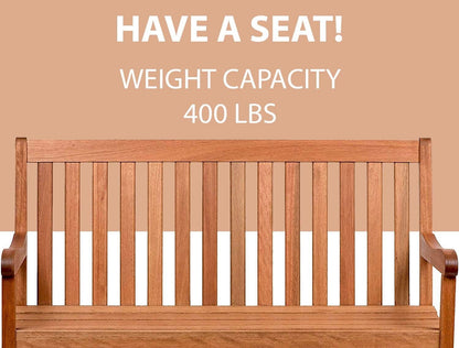 Milano 4-Feet Patio Bench | Eucalyptus Wood | Ideal for Outdoors and Indoors