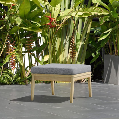 Denton Patio Ottoman | Durable Outdoor and Indoor Furniture Made of Teak | Olefin Cushions