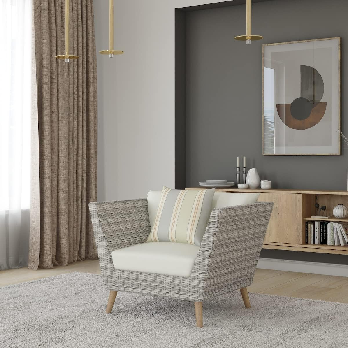 4-P High-Quality Wicker & 100% FSC Solid Wood Sofa