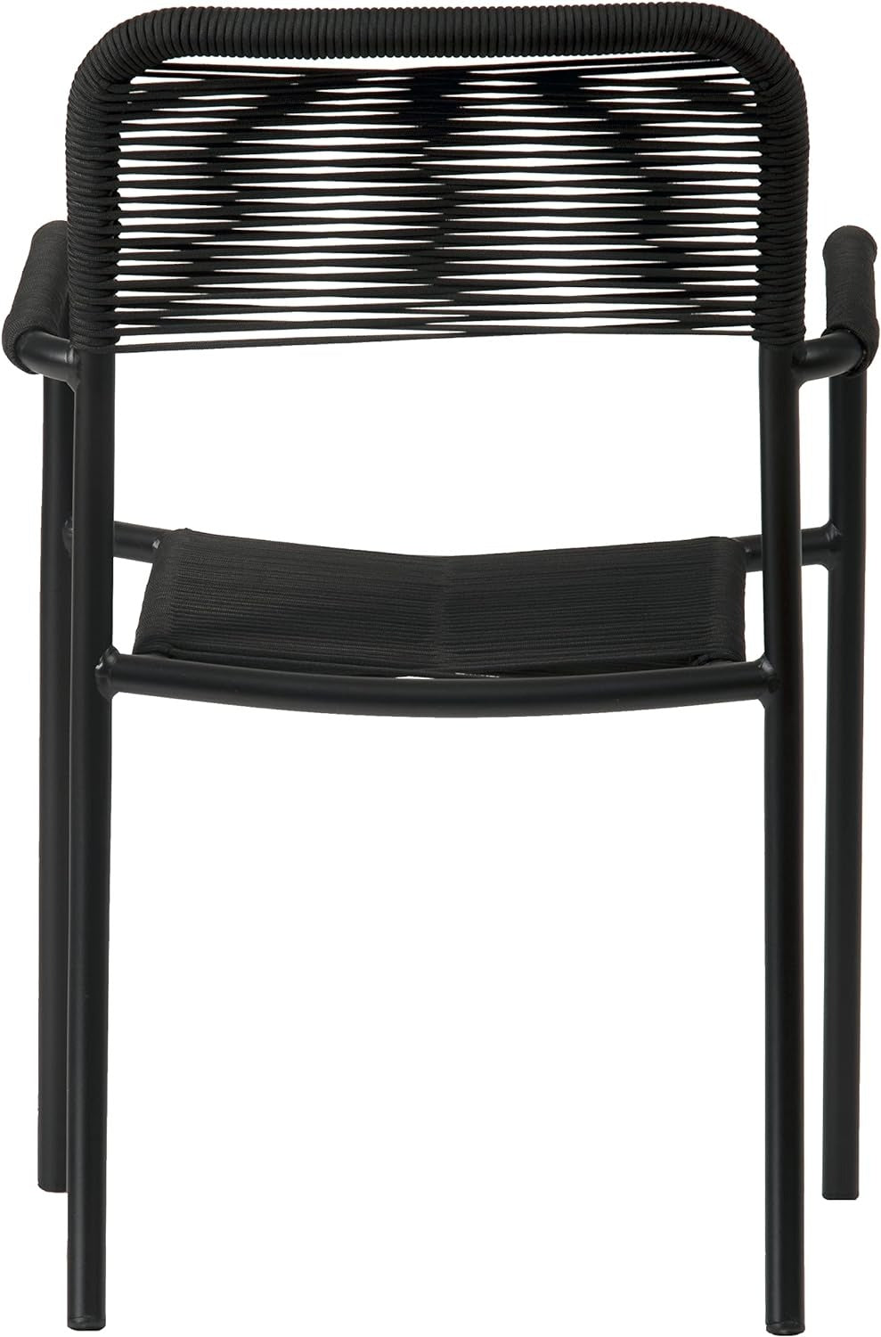 Luna Patio Chairs | Aluminum Frame, Rope Seat | Outdoor Dining, Indoors (Black, 4-Piece)
