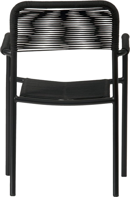 Luna Patio Chairs | Aluminum Frame, Rope Seat | Outdoor Dining, Indoors (Black, 4-Piece)