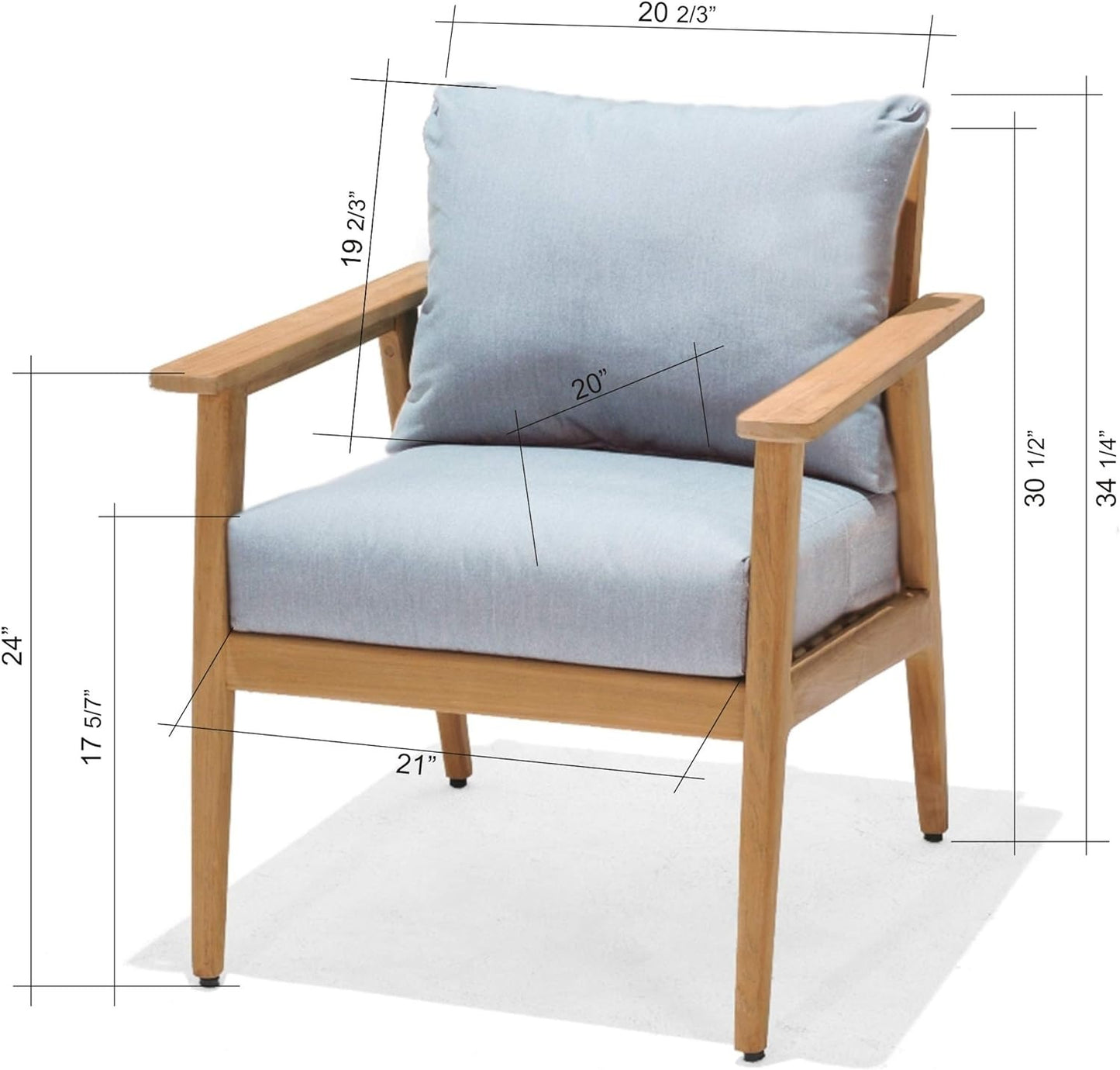 Kanoa 4-Piece Outdoor Deep Seating Set| Grade A Teak Wood | Olefin Cushions
